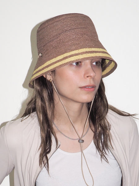 Clyde Aries Hat In Khaki W. Yellow Stripes