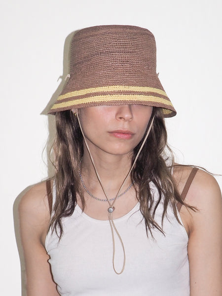 Clyde Aries Hat In Khaki W. Yellow Stripes