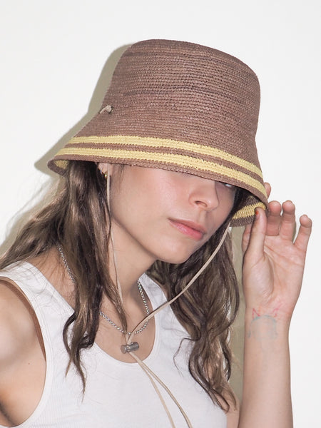 Clyde Aries Hat In Khaki W. Yellow Stripes