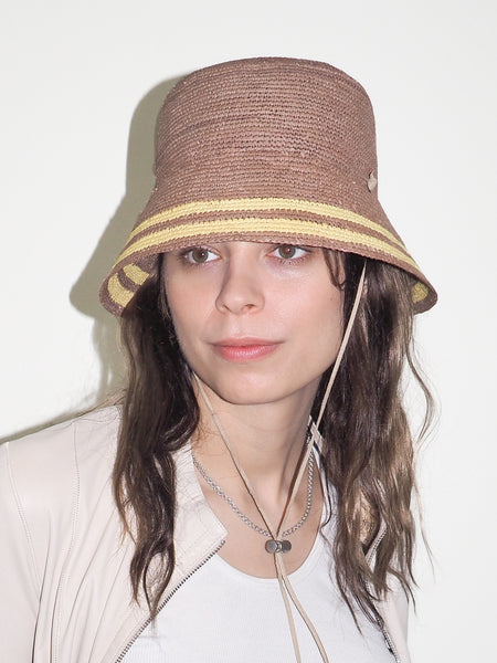 clyde Aries Hat in Khaki w. Yellow Stripes