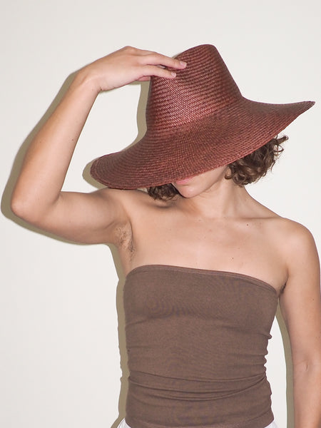 Clyde Caro Hat In Earth Brown Toquilla Straw
