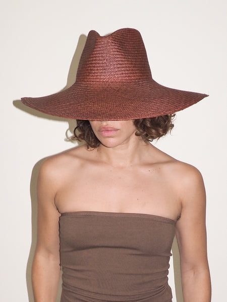clyde Caro Hat in Earth Brown Toquilla Straw