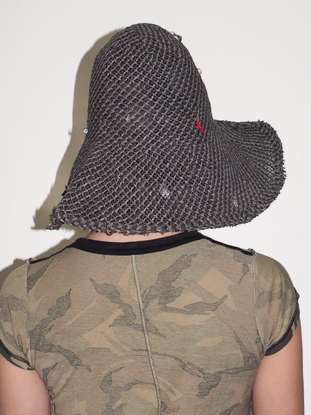 Clyde Charm Hat In Charcoal Weave Toyo Straw