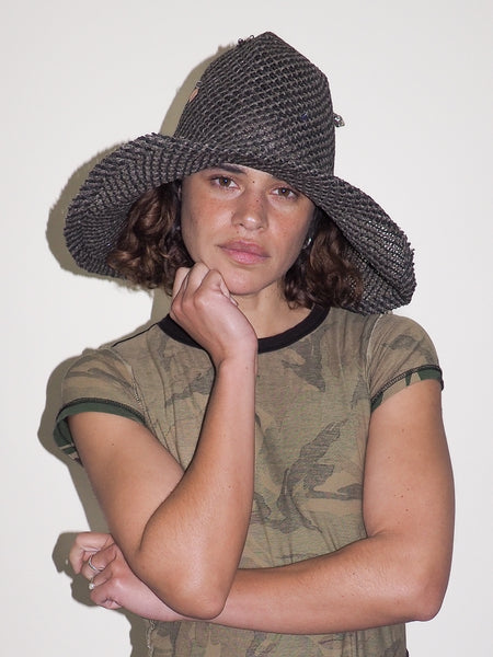 Clyde Charm Hat In Charcoal Weave Toyo Straw