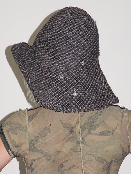 Clyde Charm Hat In Charcoal Weave Toyo Straw