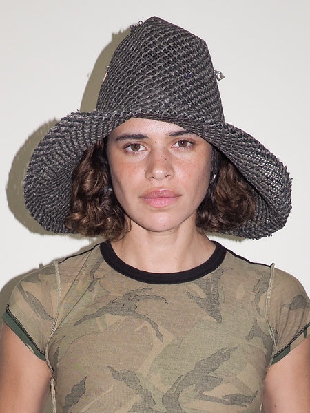 clyde Charm Hat in Charcoal Weave Toyo Straw