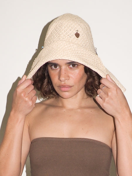 Clyde Charm Hat In Cream Toyo Straw