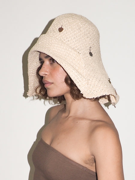 Clyde Charm Hat In Cream Toyo Straw