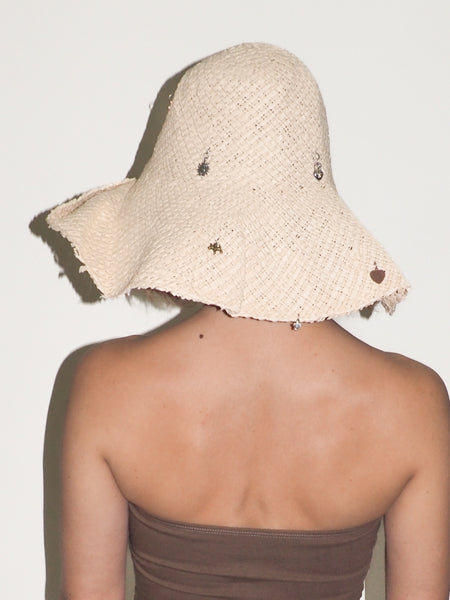 Clyde Charm Hat In Cream Toyo Straw