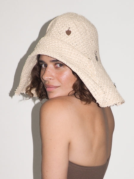 clyde Charm Hat in Cream Toyo Straw