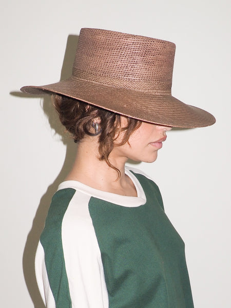 Clyde Cielo Hat In Khaki Green Toquilla Straw