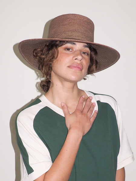 Clyde Cielo Hat In Khaki Green Toquilla Straw