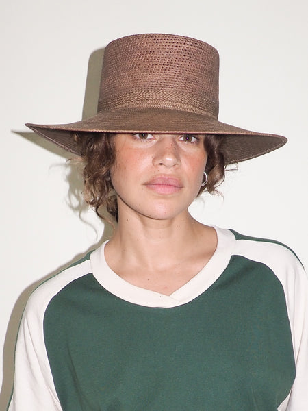 clyde Cielo Hat in Khaki Green Toquilla Straw
