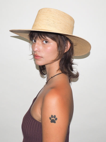 clyde Cielo Hat in Tan Toquilla Straw