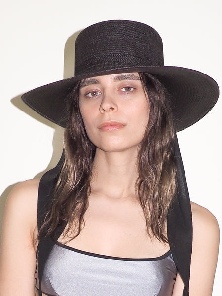 clyde Cielo Hat w. Shade in Black Toquilla Straw