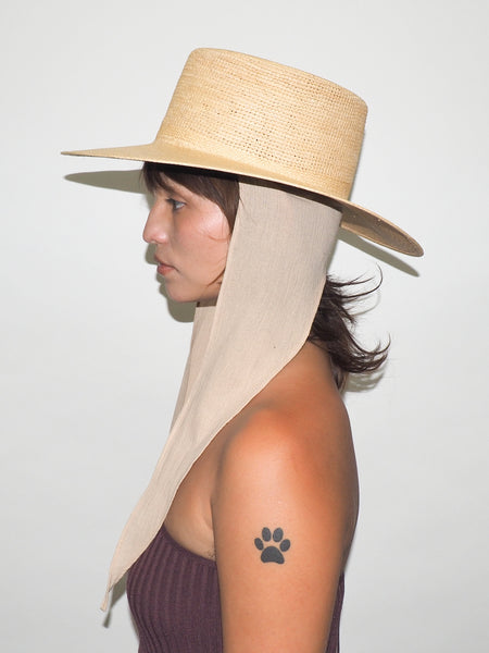 Clyde Cielo Hat W. Shade In Tan Toquilla Straw