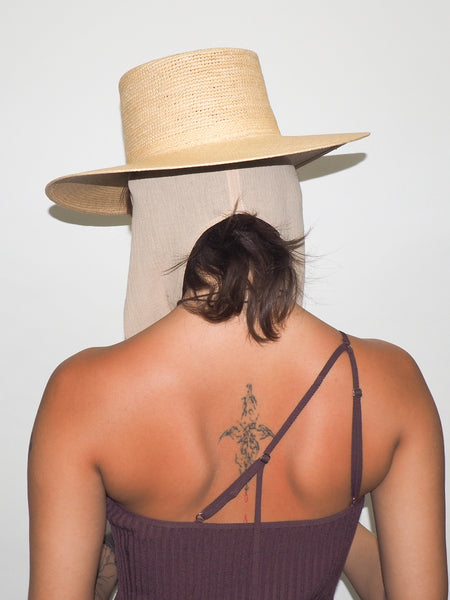 Clyde Cielo Hat W. Shade In Tan Toquilla Straw