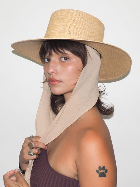 Clyde Cielo Hat W. Shade In Tan Toquilla Straw