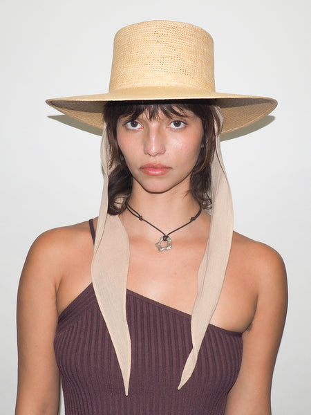 clyde Cielo Hat w. Shade in Tan Toquilla Straw