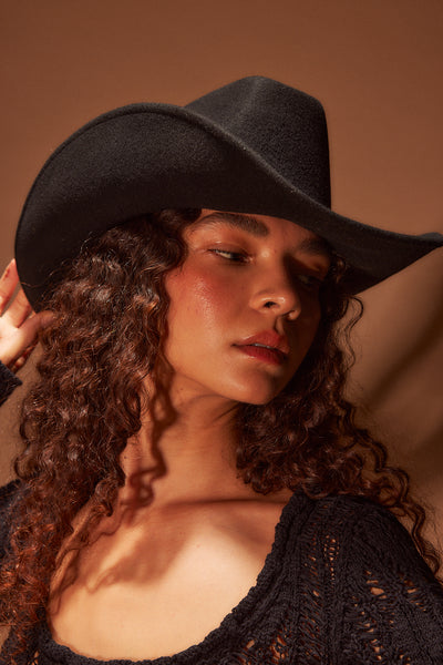 Clyde Cowboy Hat In Black Wool
