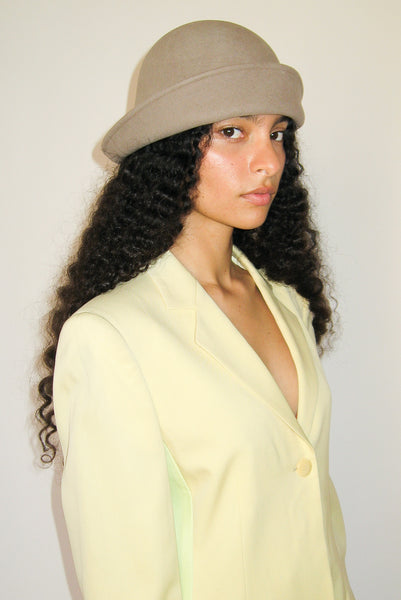 Clyde Crown Hat In Taupe Wool