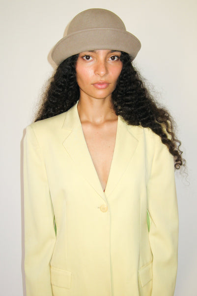 clyde Crown Hat in Taupe Wool