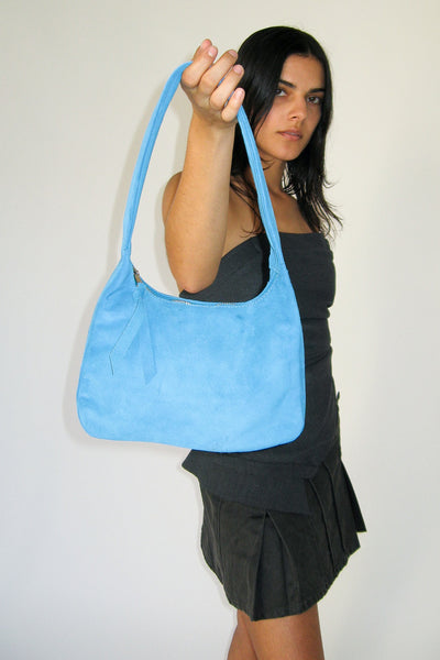 clyde Delta Purse in Azure Suede