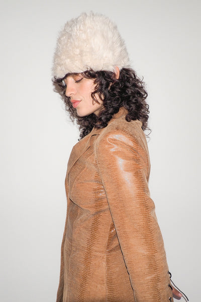 Clyde Faux Fur Toque In Cream Shag