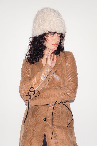 clyde Faux Fur Toque in Cream Shag