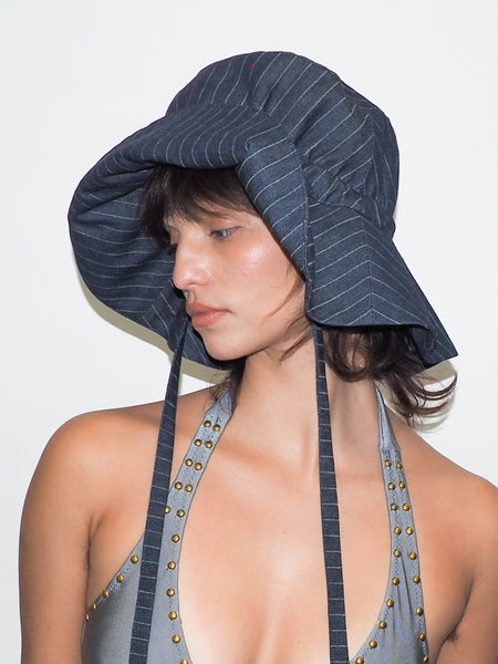 Clyde Forza Hat In Indigo Denim Pinstripe