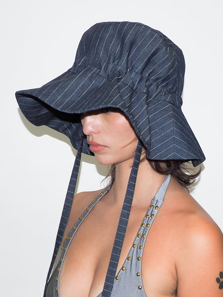 Clyde Forza Hat In Indigo Denim Pinstripe