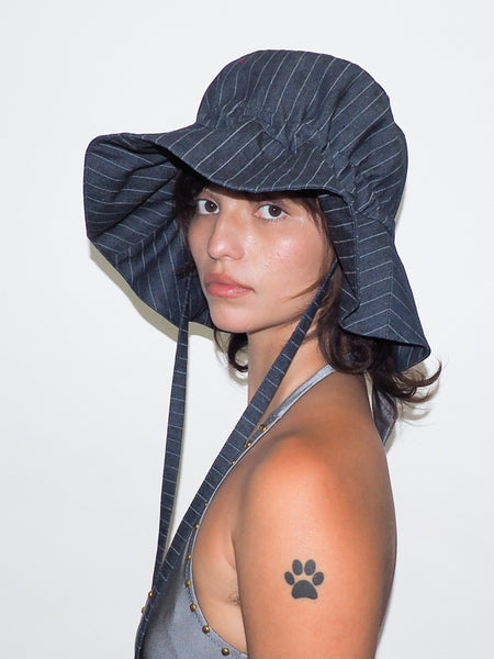 Clyde Forza Hat In Indigo Denim Pinstripe