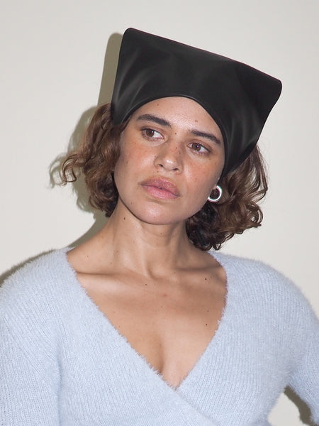 Clyde Lambskin Handkerchief Scarf In Black