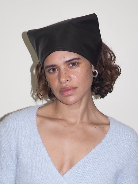 clyde Lambskin Handkerchief Scarf in Black