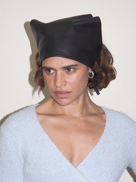 Clyde Lambskin Handkerchief Scarf In Black