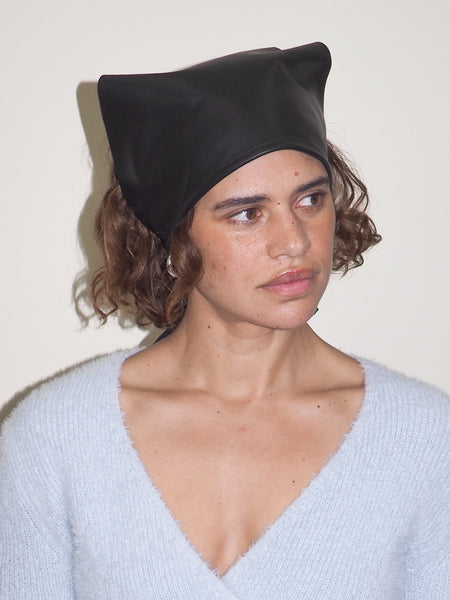 Clyde Lambskin Handkerchief Scarf In Black