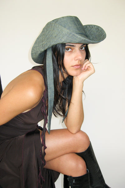 Clyde Len Hat In Yellow Indigo Denim