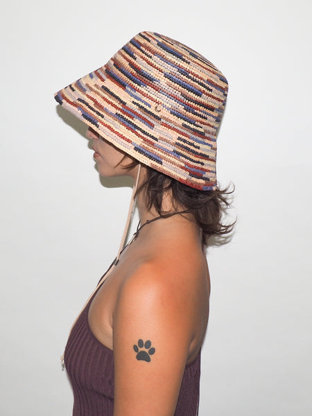 Clyde Megamix Hat In Pink Toquilla Straw