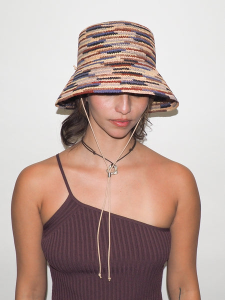 Clyde Megamix Hat In Pink Toquilla Straw
