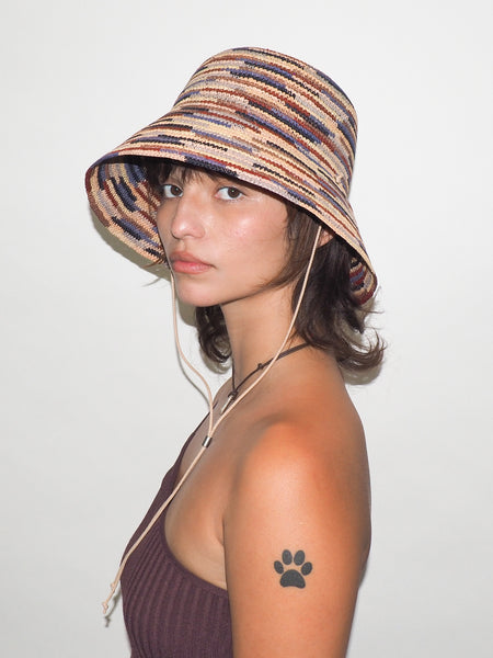 Clyde Megamix Hat In Pink Toquilla Straw
