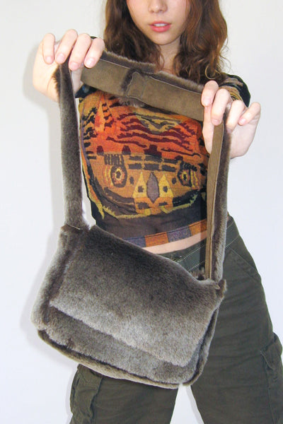 Clyde Minerva Bag In Mole Silver Tip Shearling