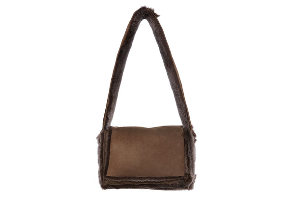 Clyde Minerva Bag In Mole Silver Tip Shearling