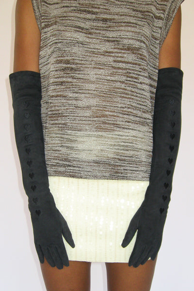 Clyde Moonlight Gloves In Black Heart Lambskin