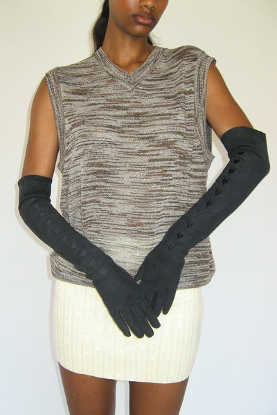 Clyde Moonlight Gloves In Black Heart Lambskin