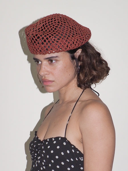 Clyde Net Beret In Auburn Toyo
