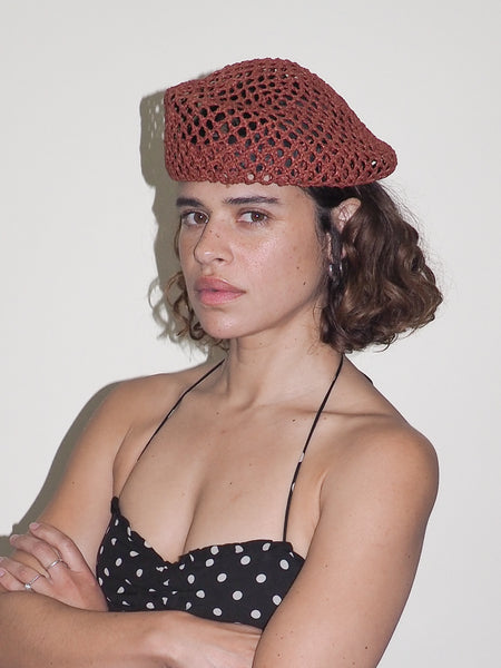 Clyde Net Beret In Auburn Toyo