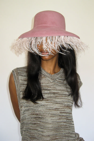 clyde Plasma Hat in Rose Velour Angora