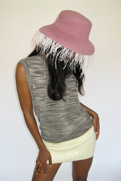 Clyde Plasma Hat In Rose Velour Angora