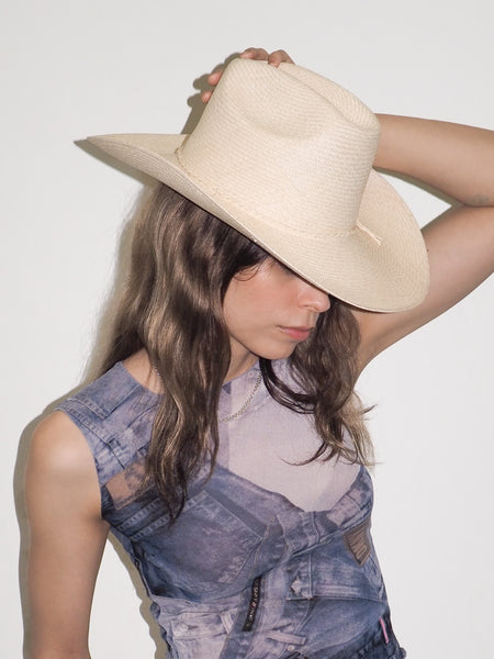 clyde Western Hat in Tan Toquilla Straw