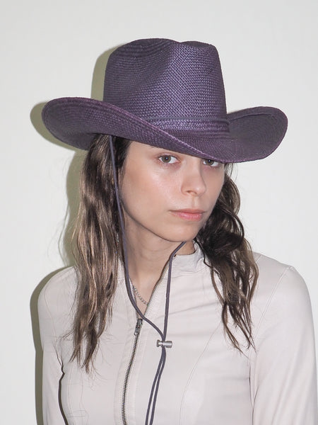 clyde Cowboy Hat w. Drawstring in Slate Toquilla Straw